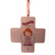 Cruz de madera Ángel de la Guarda - rosa