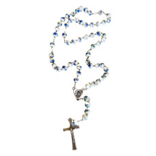 Rosario Especial Nuestra Señora de Fátima flores celeste 8mm